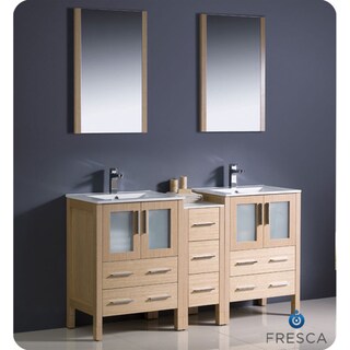 Overstock Bathroom Vanities on Fresca Light Oak Double Sink Bathroom Vanity   Overstock Com