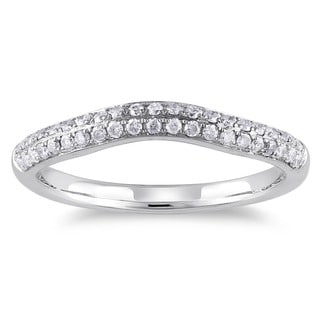 Miadora 14k White Gold 1/3ct TDW Diamond Curved Wedding Band (G-H, I1-I2)