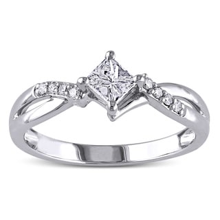 Miadora 14k White Gold 3/8ct TDW Diamond Engagement Ring