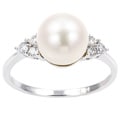Miadora 14k White Gold FW Pearl and 1/8ct TDW Diamond Ring (G-H, I1-I2)