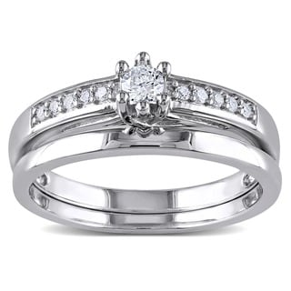 Miadora Sterling Silver 1/4ct TDW Diamond Bridal Ring Set