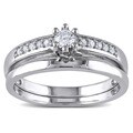 Miadora Sterling Silver 1/4ct TDW Diamond Bridal Ring Set