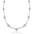 Silver Overlay 8ct Blue Topaz and Diamond Accent Oval Link Necklace