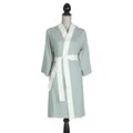 Women's Organic Cotton White and Teal Stripe Robe