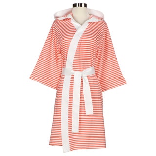 Women's Organic Cotton White and Rose Stripe Robe