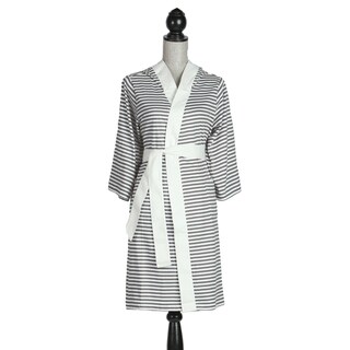 Women's Organic Cotton Silver and White Stripe Robe