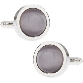 Cuff Daddy Silvertone Silver Fiber Optic Glass Cuff Links
