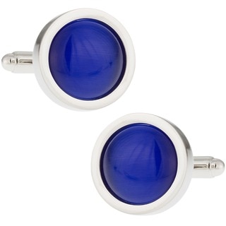 Cuff Daddy Silvertone Royal Blue Catseye Cuff Links