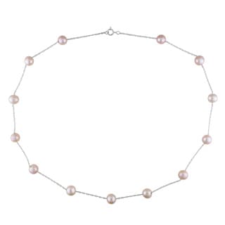 Miadora 10k Gold FW White or Pink Pearl Tin Cup Necklace (7-8 mm)