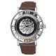 Akribos XXIV Men's Stainless Steel Water-Resistant Automatic Skeleton Strap Watch