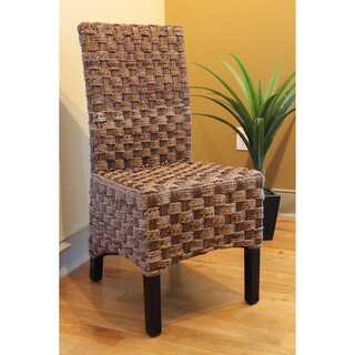 'Manila' Twisted Abaca High Back Mahogany Chairs (Set of 2)