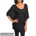 Stanzino Women's Butterfly Sleeve Scoop Neck Top with Waist Tie