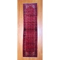 Persian Hand-knotted 1970's Hamadan Red/ Black Wool Runner (3'3 x 12'7)