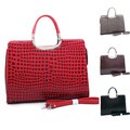 Dasein Women's Patent Croco Briefcase with Shoulder Strap