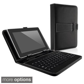 BasAcc Black Leather Case with Keyboard/ Stylus for 7-inch Tablet