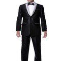 Ferrecci Men's Black Shiny Peaked Lapel Tuxedo