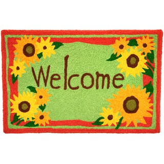 Welcome Sunflowers Red Indoor/ Outdoor Rug (1'9 x 2'9)