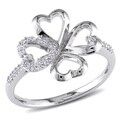 Miadora Sterling Silver 1/10ct TDW Diamond Flower Ring (H-I, I2-I3)