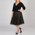 S.L. Fashions Women's Plus Metallic Lace Party Dress