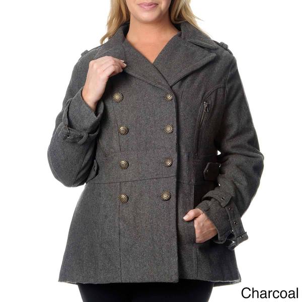 Excelled Women S Plus Size Wool Blend Double Breasted Peacoat With