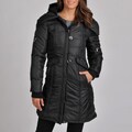 Excelled Women's Poly Quilted Stadium Length Coat with Removable Hood