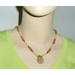 Every Morning Design Olive Green Saturn Jasper Necklace