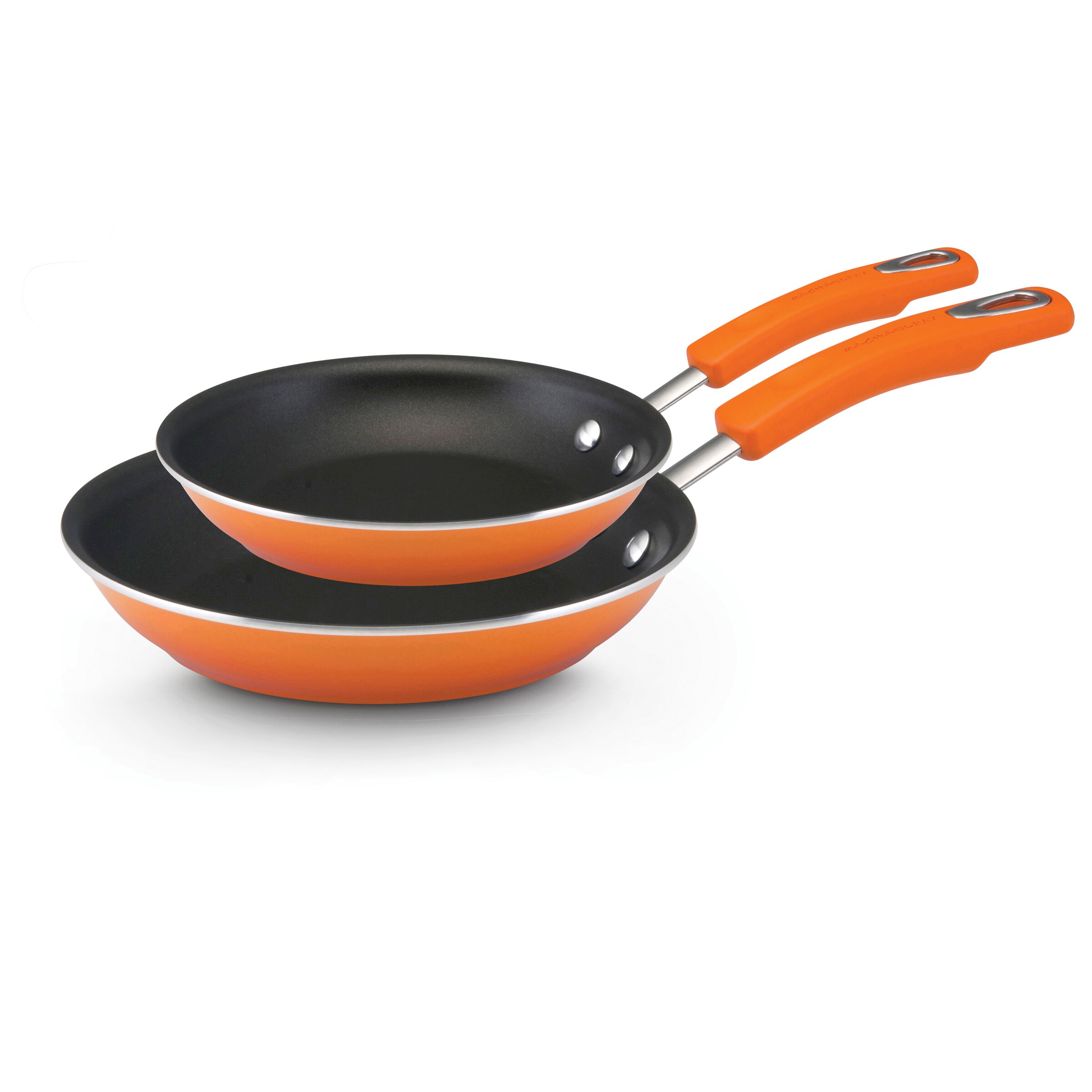 Rachael Ray Orange Hard Enamel 8.25 inch and 11 inch Twin Pack Skillet