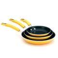 Rachael Ray Yellow Porcelain II 7.5-inch, 9.25-inch and 11-inch Triple Pack Skillet Cookware Set