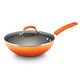 Rachael Ray Hard Enamel Cookware 11-inch Covered Stir Fry, Orange 2-tone