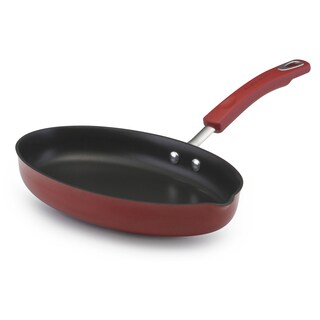 Rachael Ray Hard Enamel Cookware Red 11.5-Inch Oval Skillet