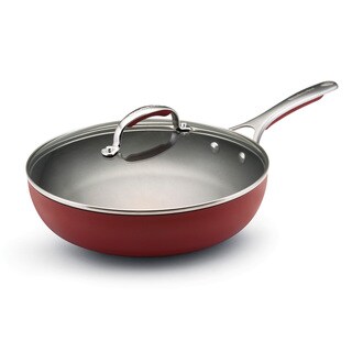 KitchenAid Gourmet Porcelain Nonstick Red 11-Inch Covered Deep Skillet