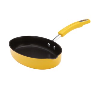 Rachael Ray Porcelain II 9-Inch Yellow Oval Skillet with Pour Spout