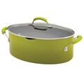 Rachael Ray Porcelain II 8-Quart Green Gradient Covered Oval Pasta Pot with Pour Spout