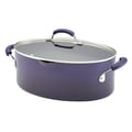 Rachael Ray Porcelain II 8-Quart Purple Gradient Covered Oval Pasta Pot with Pour Spout