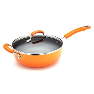 Rachael Ray Porcelain II 4.5-Quart Covered Chef Pan with Helper Handle