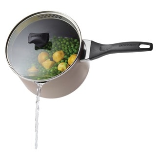 Farberware Nonstick 3-Quart Champagne Straining Saucepan with Pour Spouts