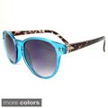 Women's Bright/ Leopard Plastic Oval Sunglasses