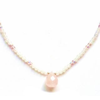 Every Morning Design Pink Quartz Faceted Drop Necklace