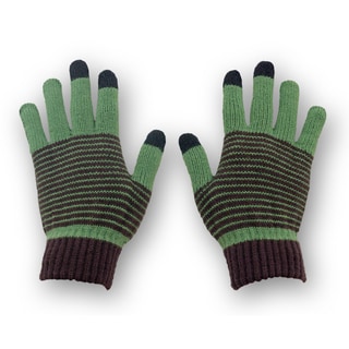 Solegear Women's Green Stripe Touch Screen Smart Gloves-Image