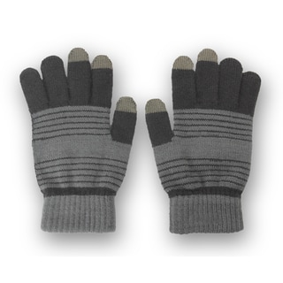 Solegear Men's Grey Stripe Touch Screen Smart Gloves-Image