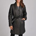 Excelled Women's Lambskin Leather Belted Wrap