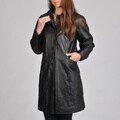 Excelled Women's Leather Button-front Swing Coat