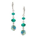 Alexa Starr Silvertone Black Faceted Glass Twist Bead Triple Drop Earrings