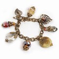 Sweet Romance Bronzetone Glass Stone 'Crystal Forest' Charm Bracelet