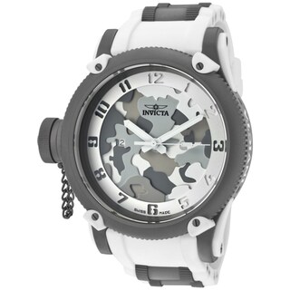 Invicta Men's 'Russian Diver/Siberian Tiger' White Rubber Watch