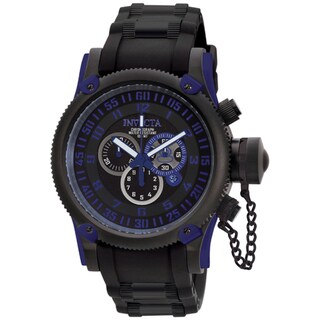 Invicta Men's 'Russian Diver' Black Silicone & Black IP SS Watch