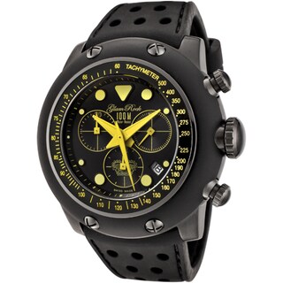 Glam Rock Unisex 'Race Track' Black Silicone Watch