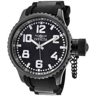Invicta Men's 'Russian Diver' Black Polyurethane Watch