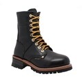 AdTec Women's 9-inch Black Leather Logger Boots
