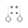 Sunstone Sterling Silver Cubic Zirconia Stud and Dangle Earring Set